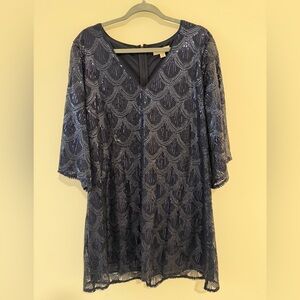 *EUC* Honey Punch Midnight Blue Sequin Dress